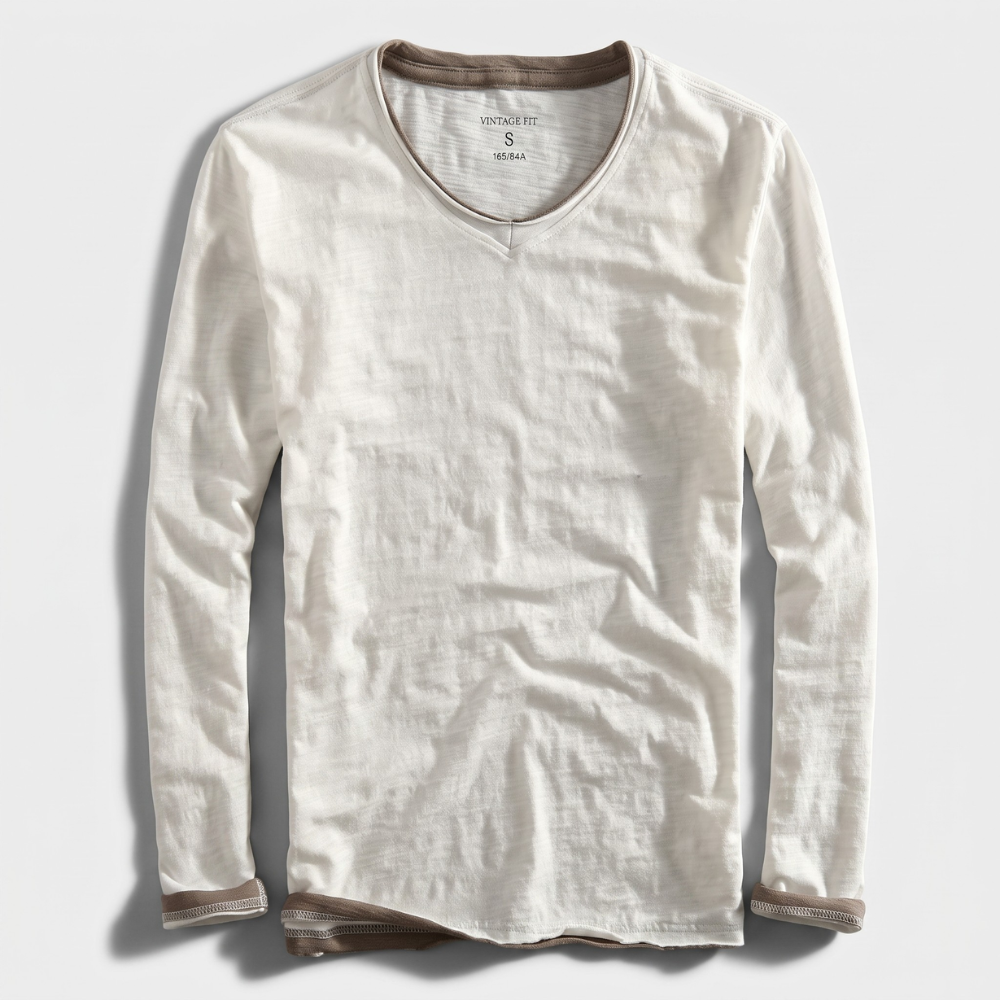 Jiro Cotton V-Neck Long Sleeve