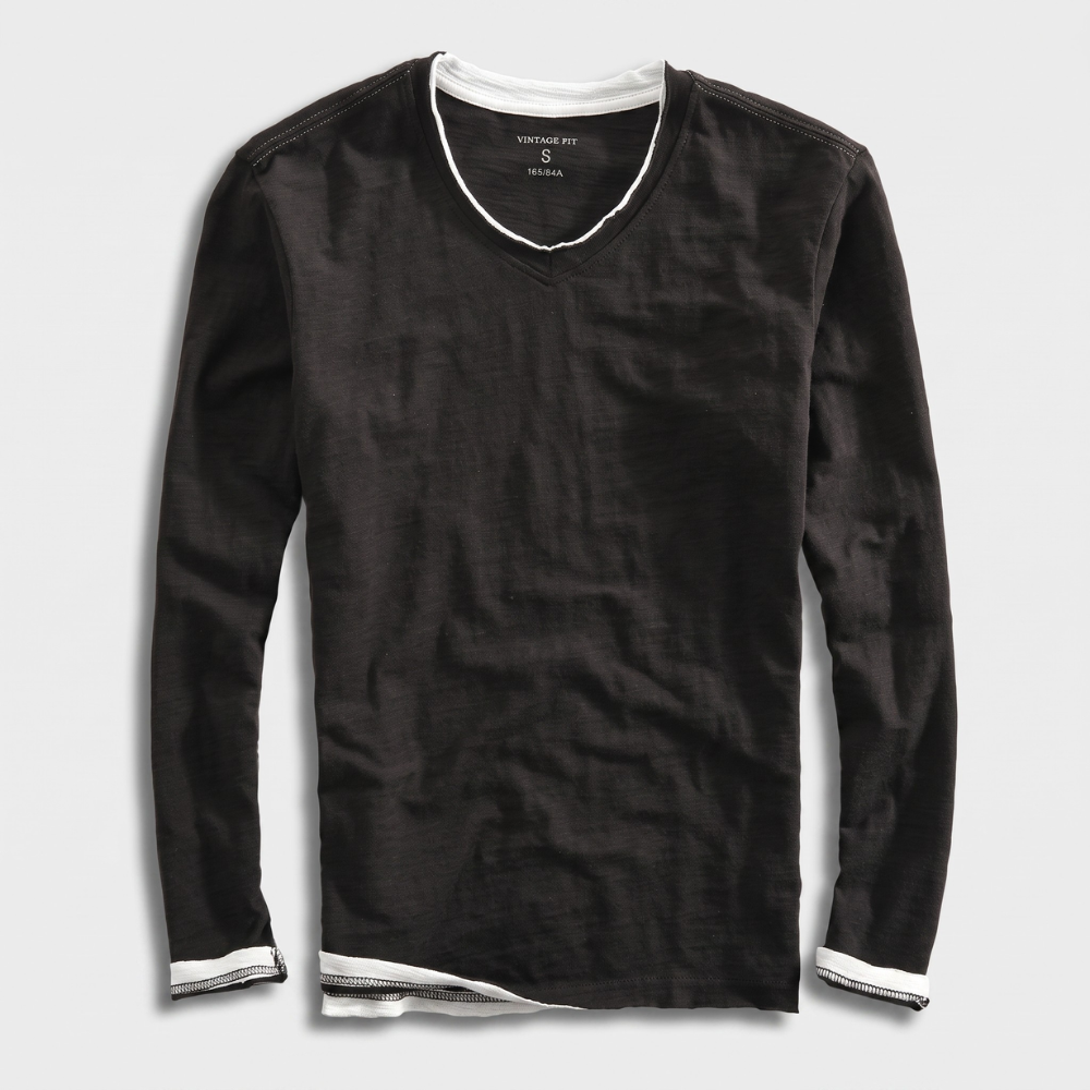 Jiro Cotton V-Neck Long Sleeve
