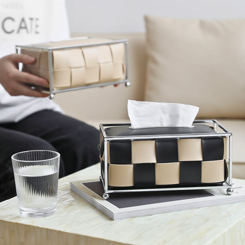 INTERWOVEN LEATHER TISSUE BOX