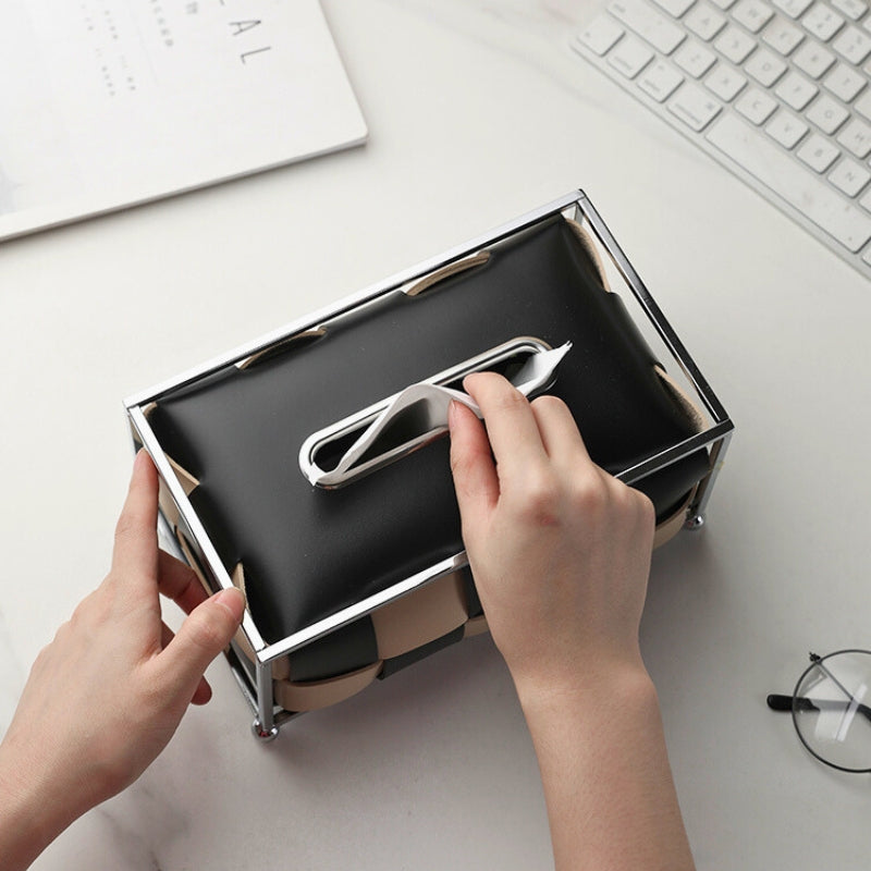 INTERWOVEN LEATHER TISSUE BOX