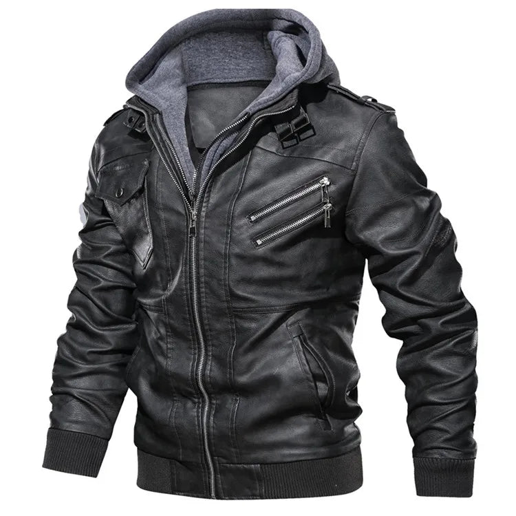 Reid Moto Leather Detachable Hood Jacket