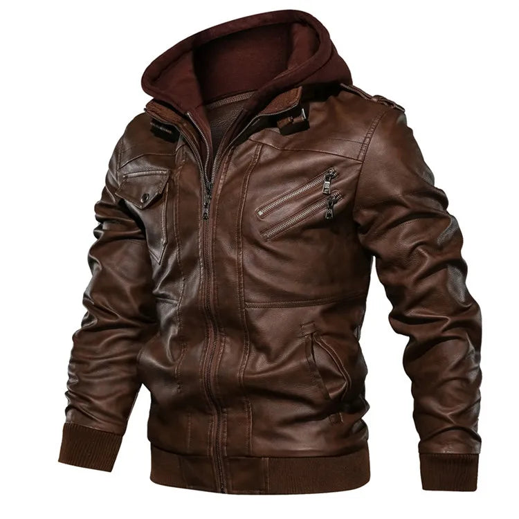Reid Moto Leather Detachable Hood Jacket