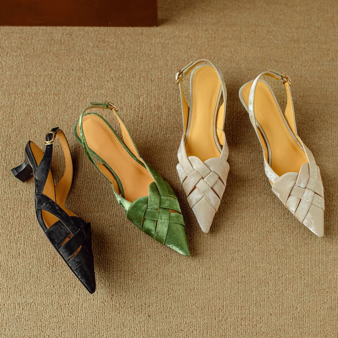 Viana Genuine Leather Slingback Heels