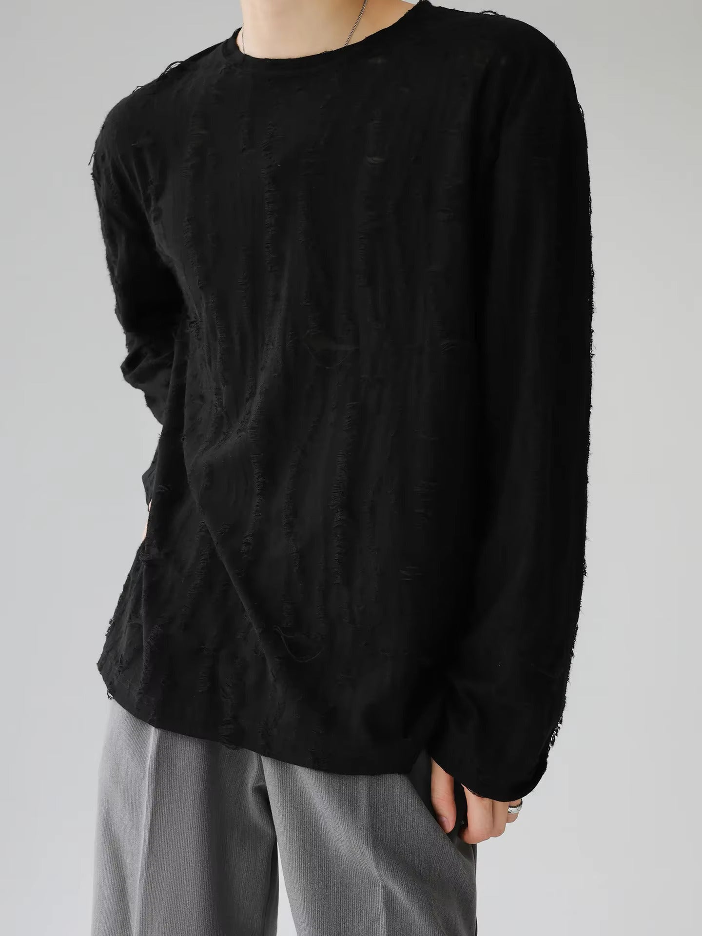Veil Distressed Long Sleeve Shirt