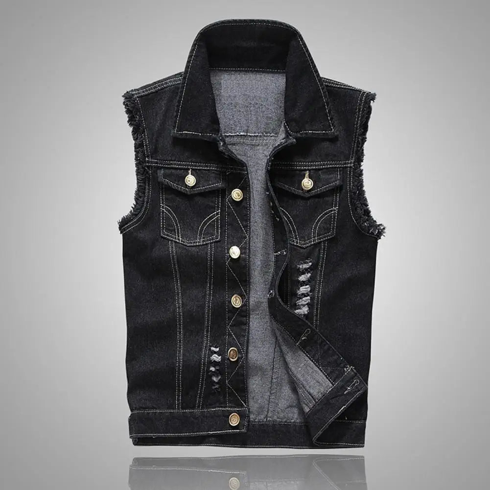Outlaw Distressed Denim Vest
