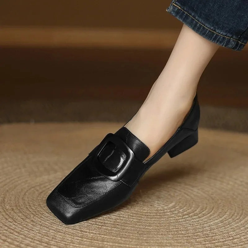 Miles Square Toe Leather Flats
