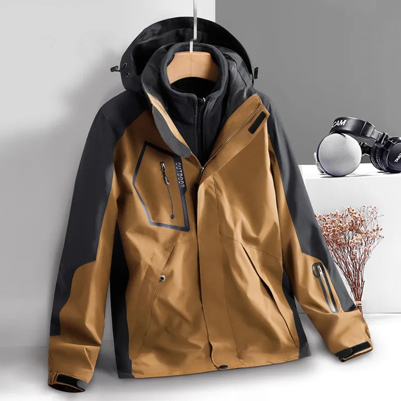Thick Warm Hiking Jacket Men Women Multi Pockets Waterproof 3 In1 Detachable Windbreakers Fleece Jacket for Men Winter Coats -5℃