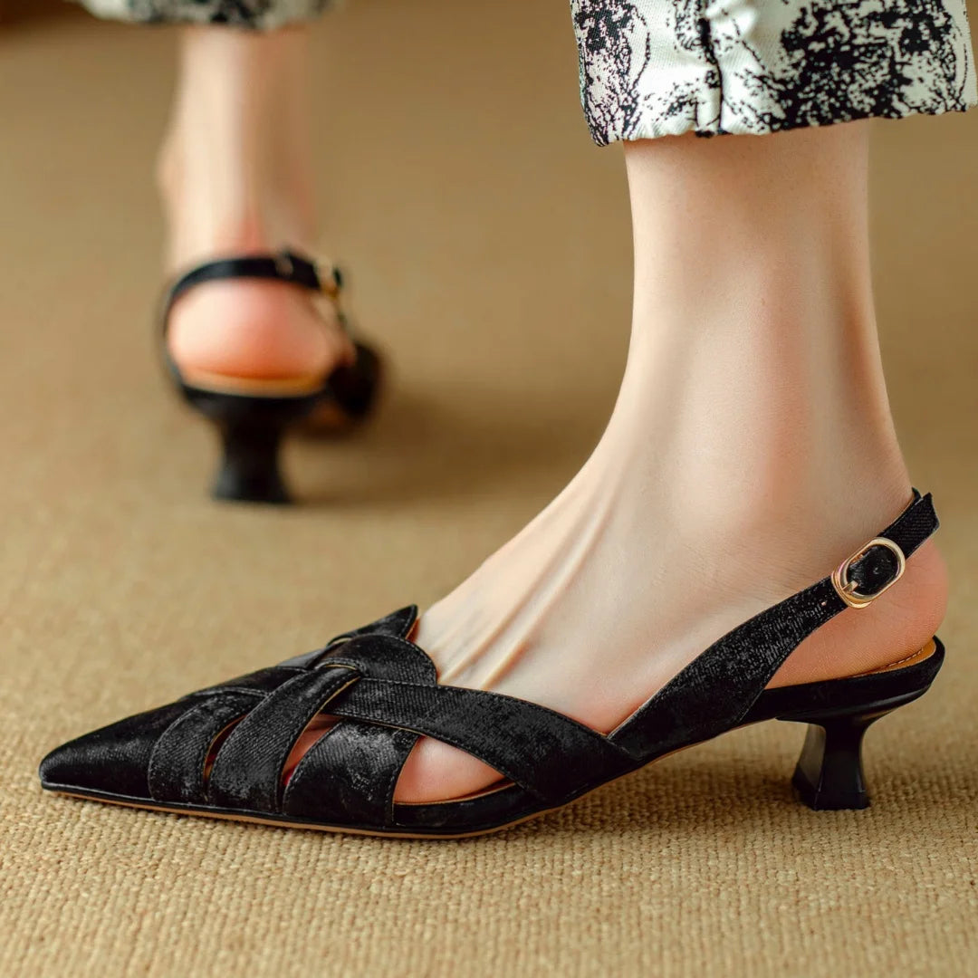Viana Genuine Leather Slingback Heels