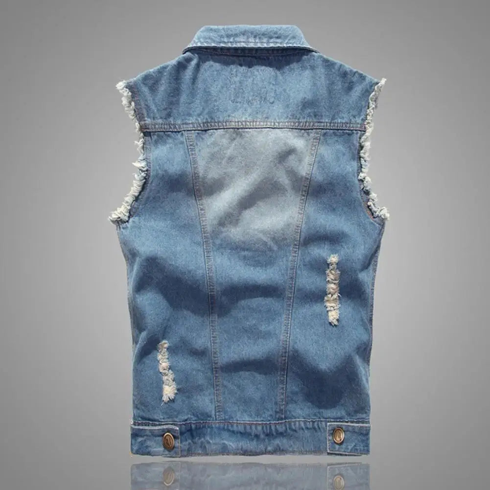 Outlaw Distressed Denim Vest