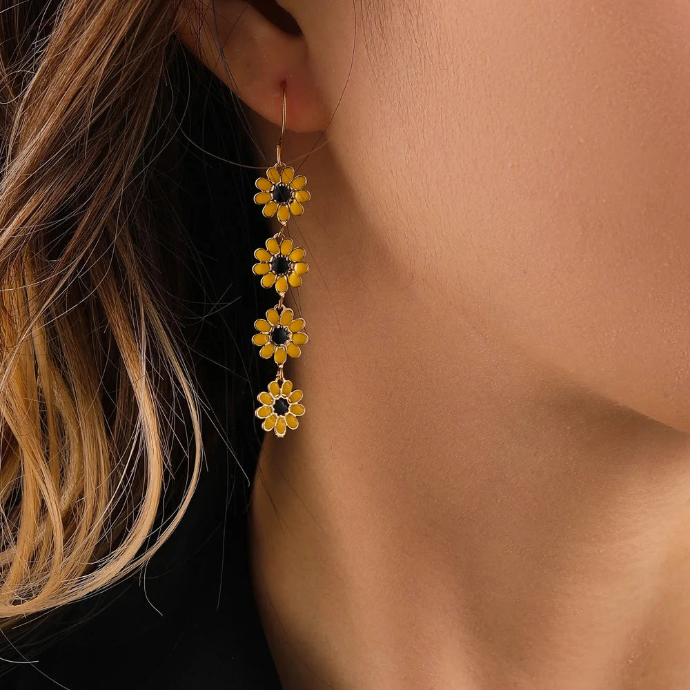 Summer Flower Long Tassel Earrings