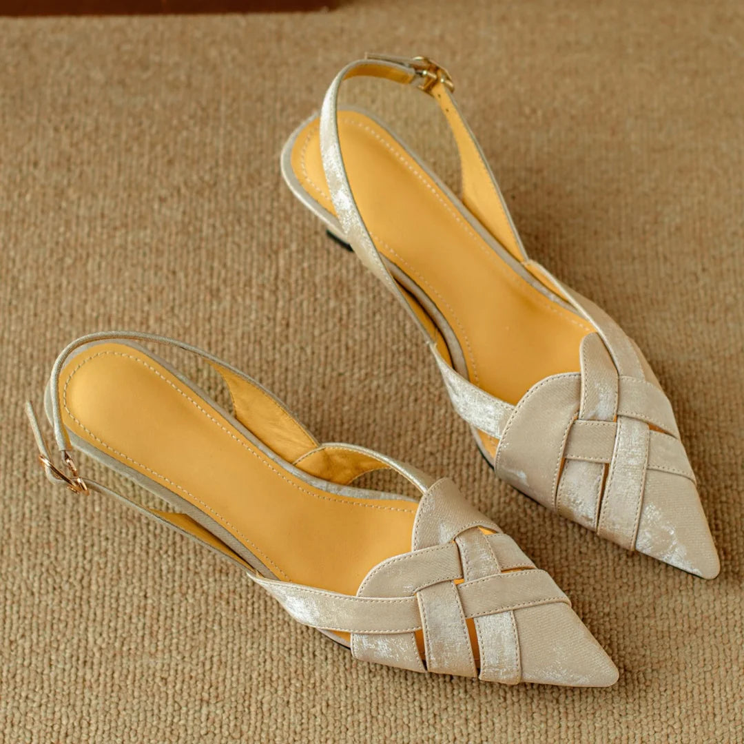 Viana Genuine Leather Slingback Heels