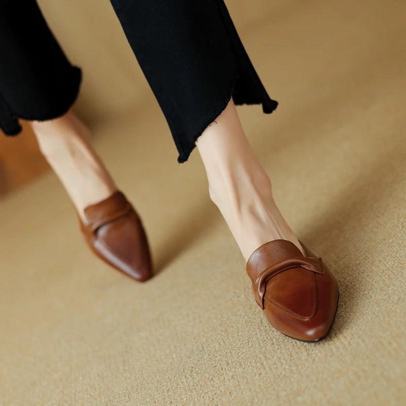 Elara Genuine Leather Flats
