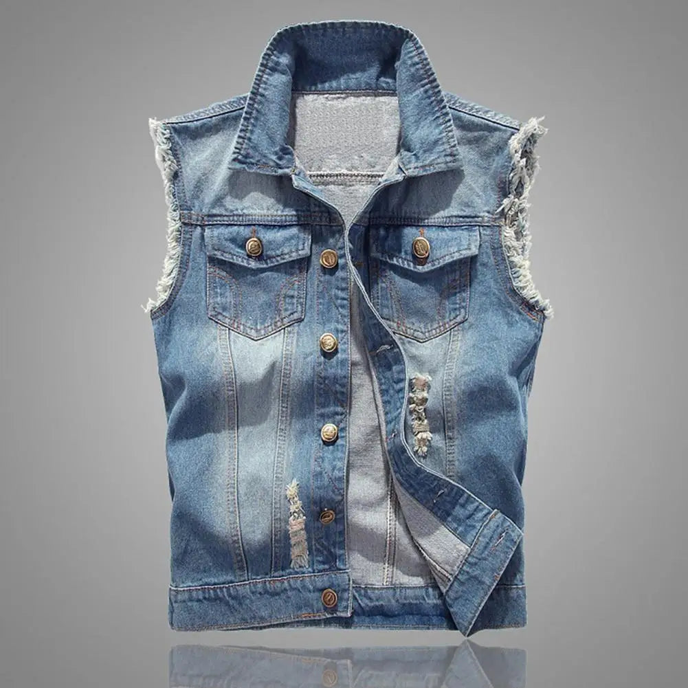 Outlaw Distressed Denim Vest