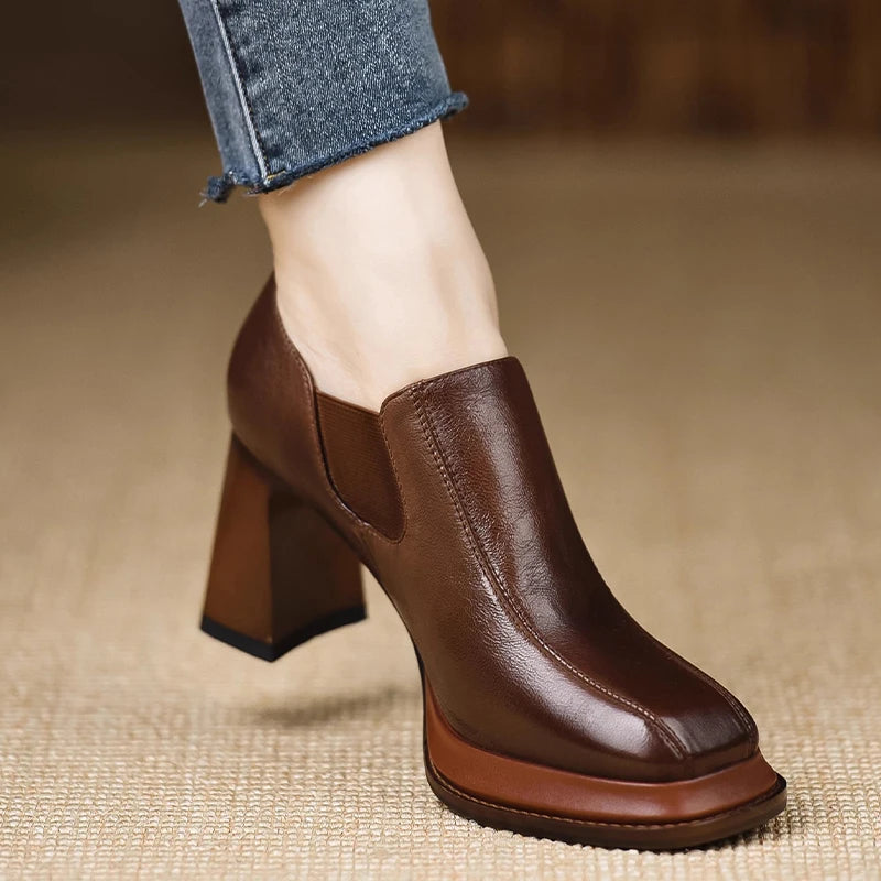 Marina Platform Leather Heels