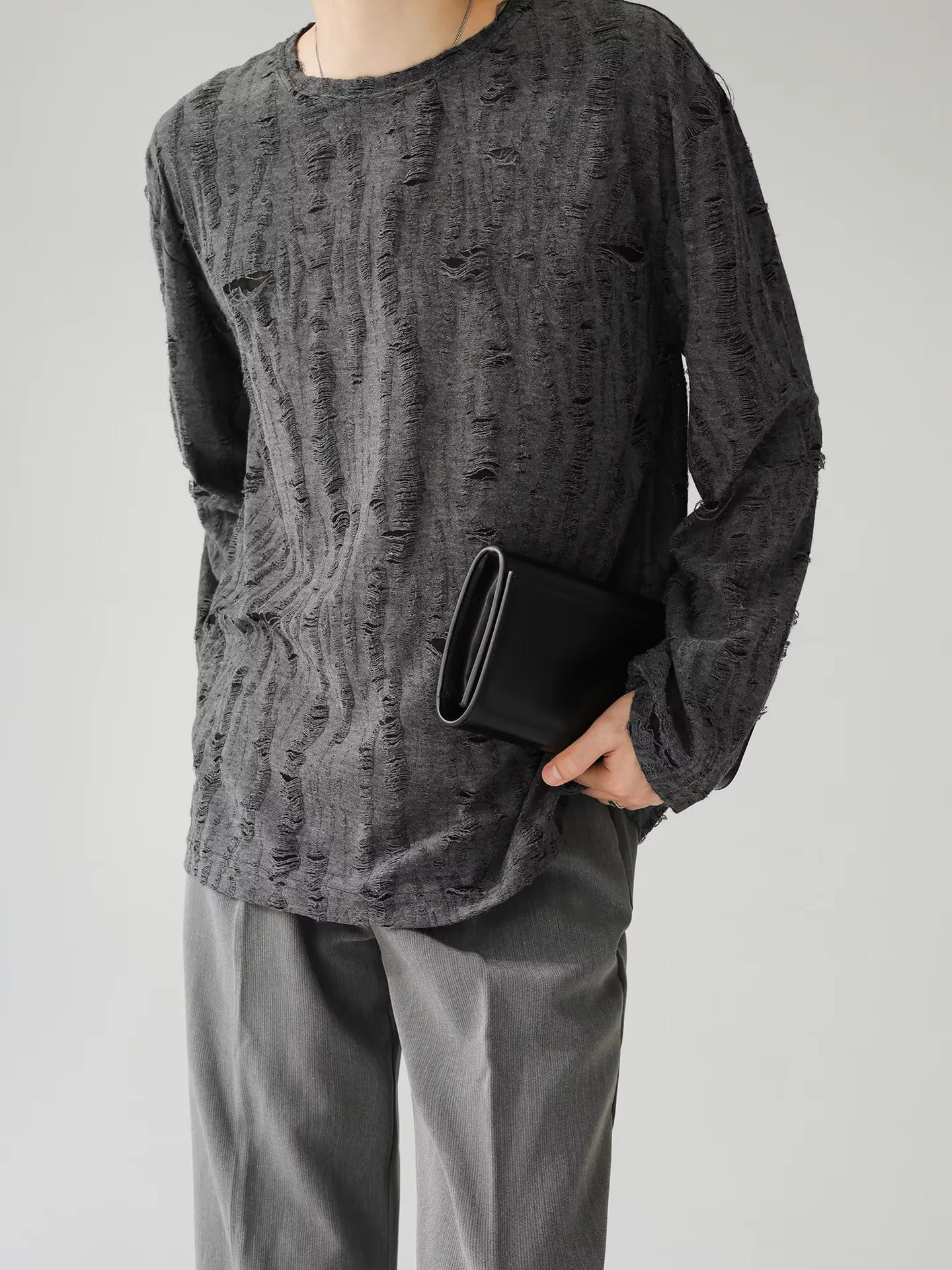 Veil Distressed Long Sleeve Shirt