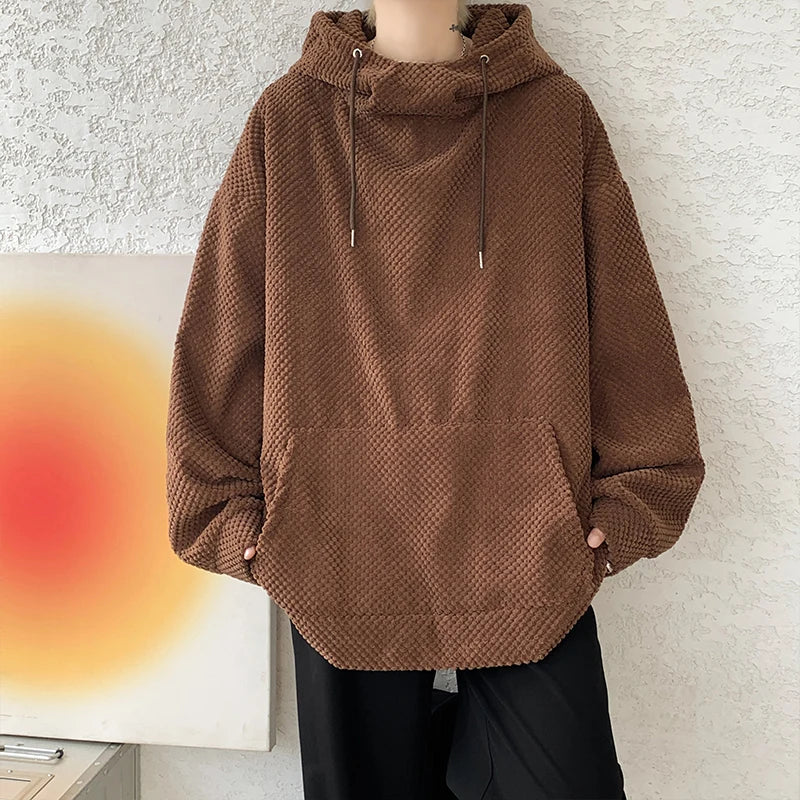Harajuku Corduroy Hoodies Men High Quality Streetwear Loose Y2k Hip Hop Hooded Sweatshirts Couple Clothing Female Pullovers
