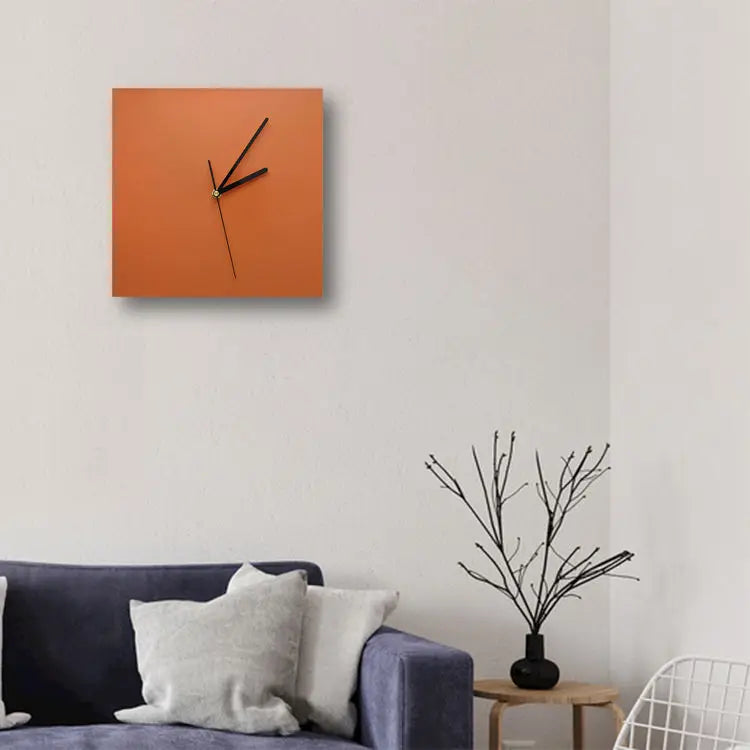 Nordic clock wall clock mute creative fashion decorative clock living room modern minimalist square wall watch orange