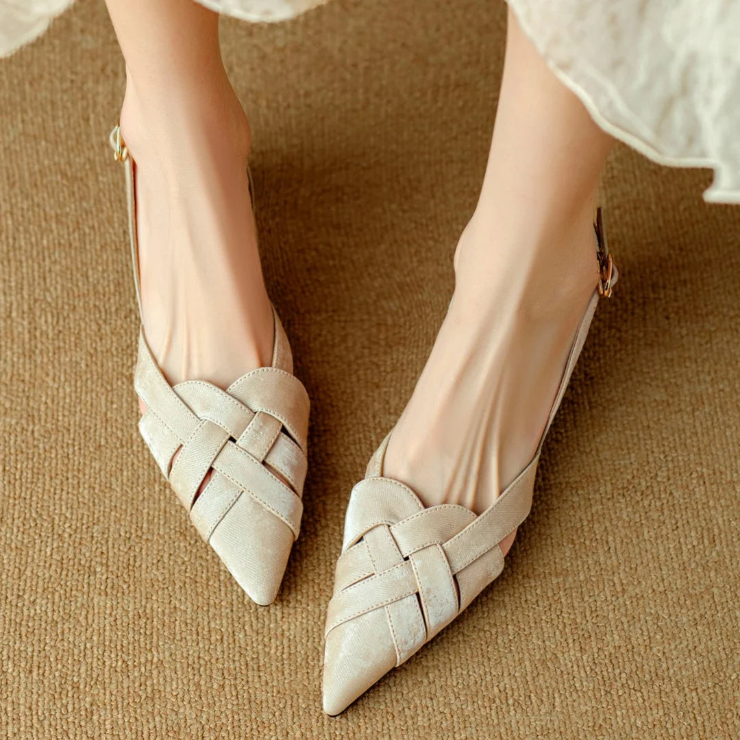Viana Genuine Leather Slingback Heels