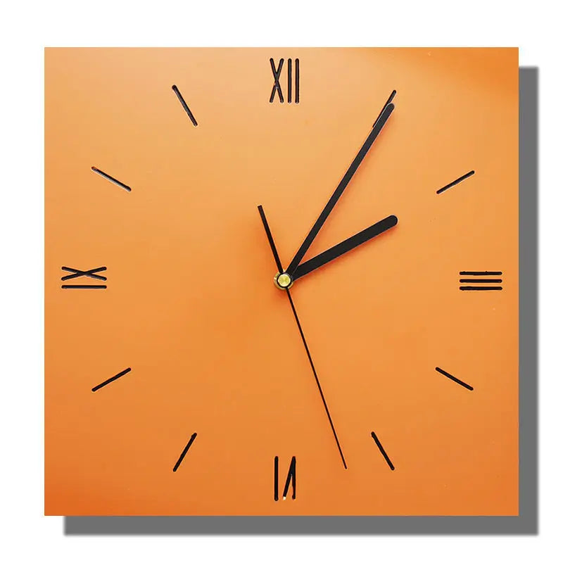 Nordic clock wall clock mute creative fashion decorative clock living room modern minimalist square wall watch orange