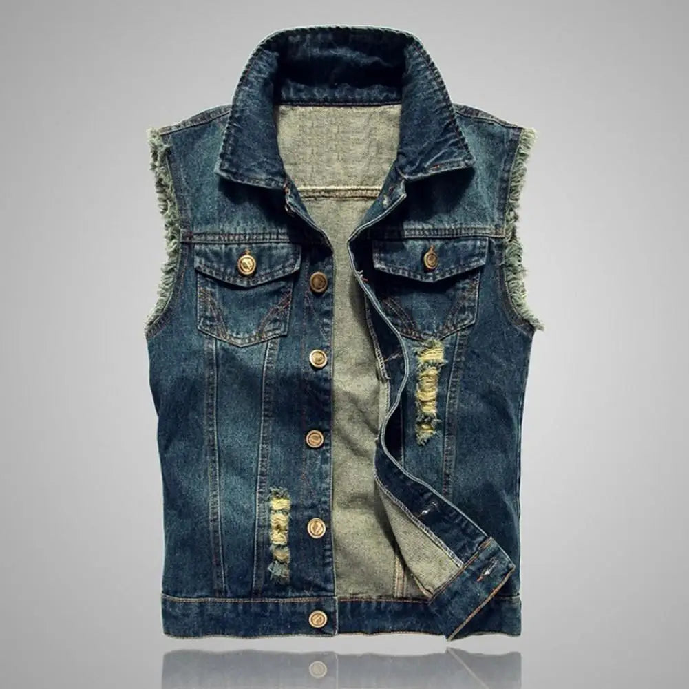 Outlaw Distressed Denim Vest