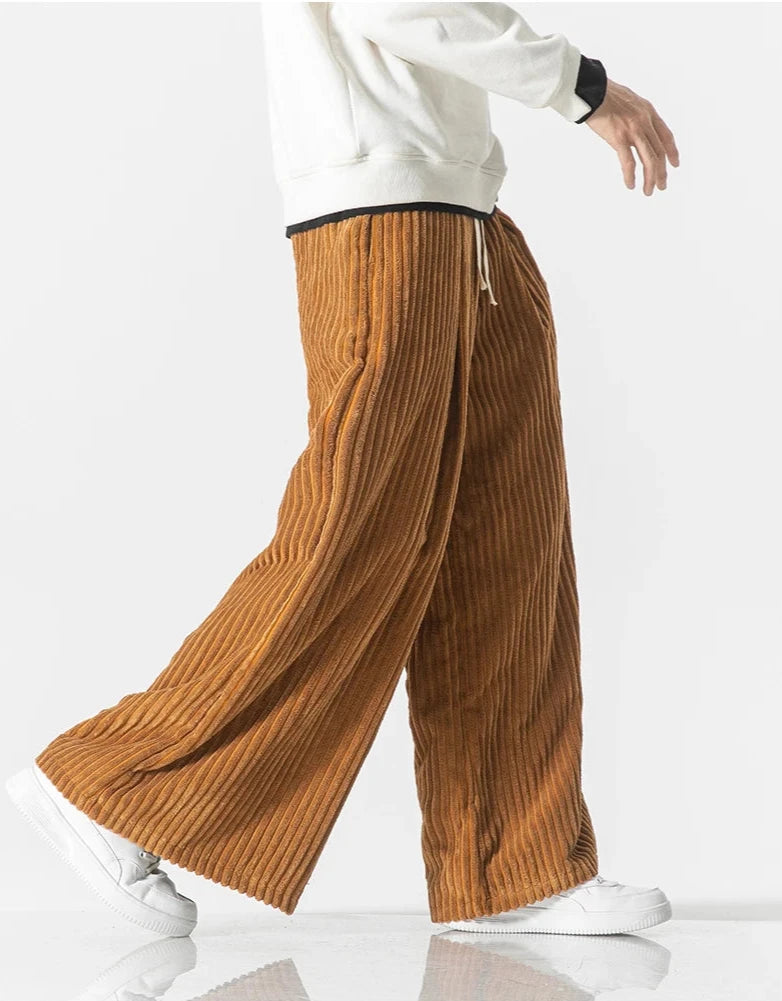 Wide-Leg Corduroy Sweatpants