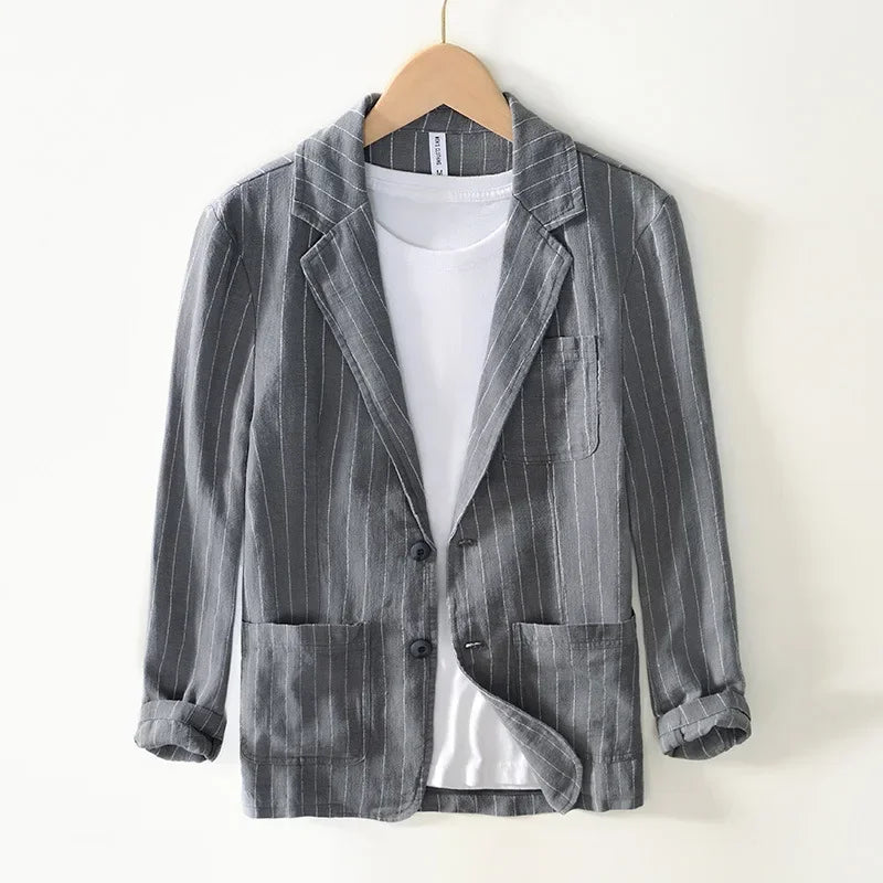 Thaden Men's Cotton Linen Striped Blazer