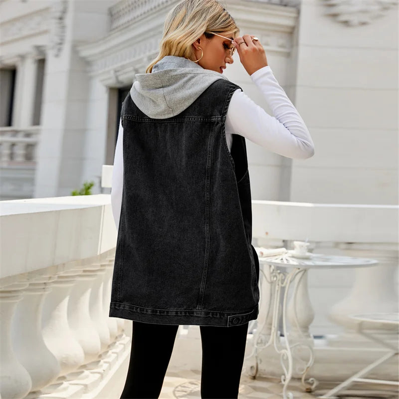 Avery Hooded Denim Vest