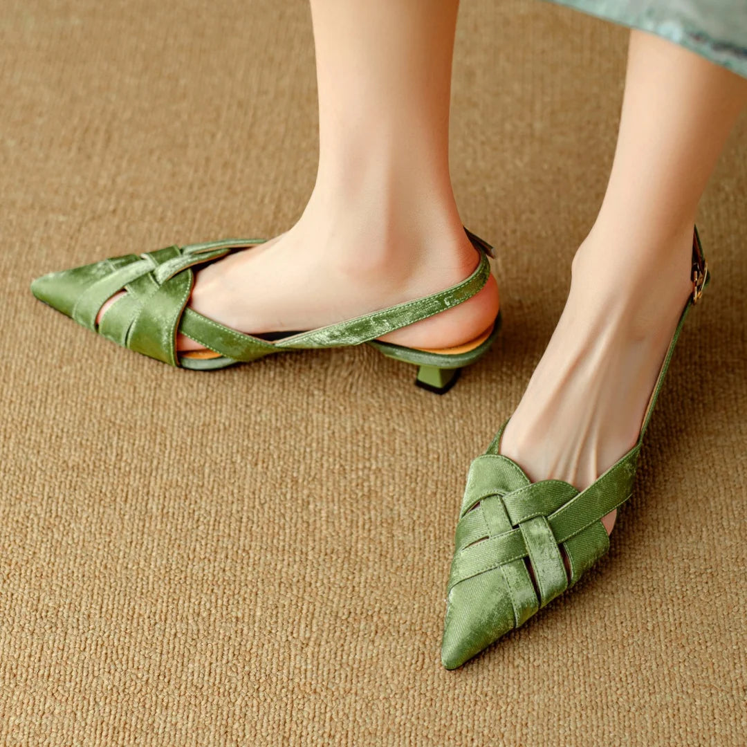 Viana Genuine Leather Slingback Heels