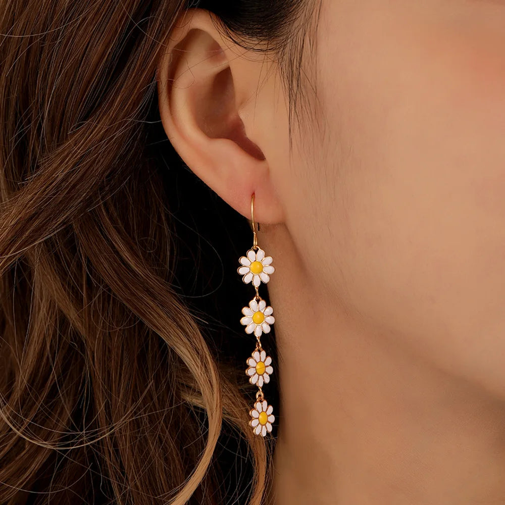 Summer Flower Long Tassel Earrings