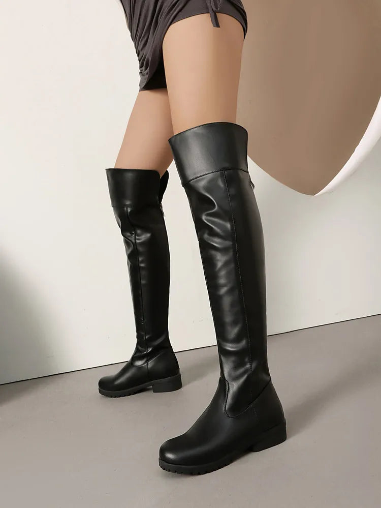 Jensen Over The Knee Platform Leather Boots