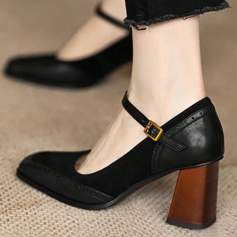 Avery Brogue Block Heels