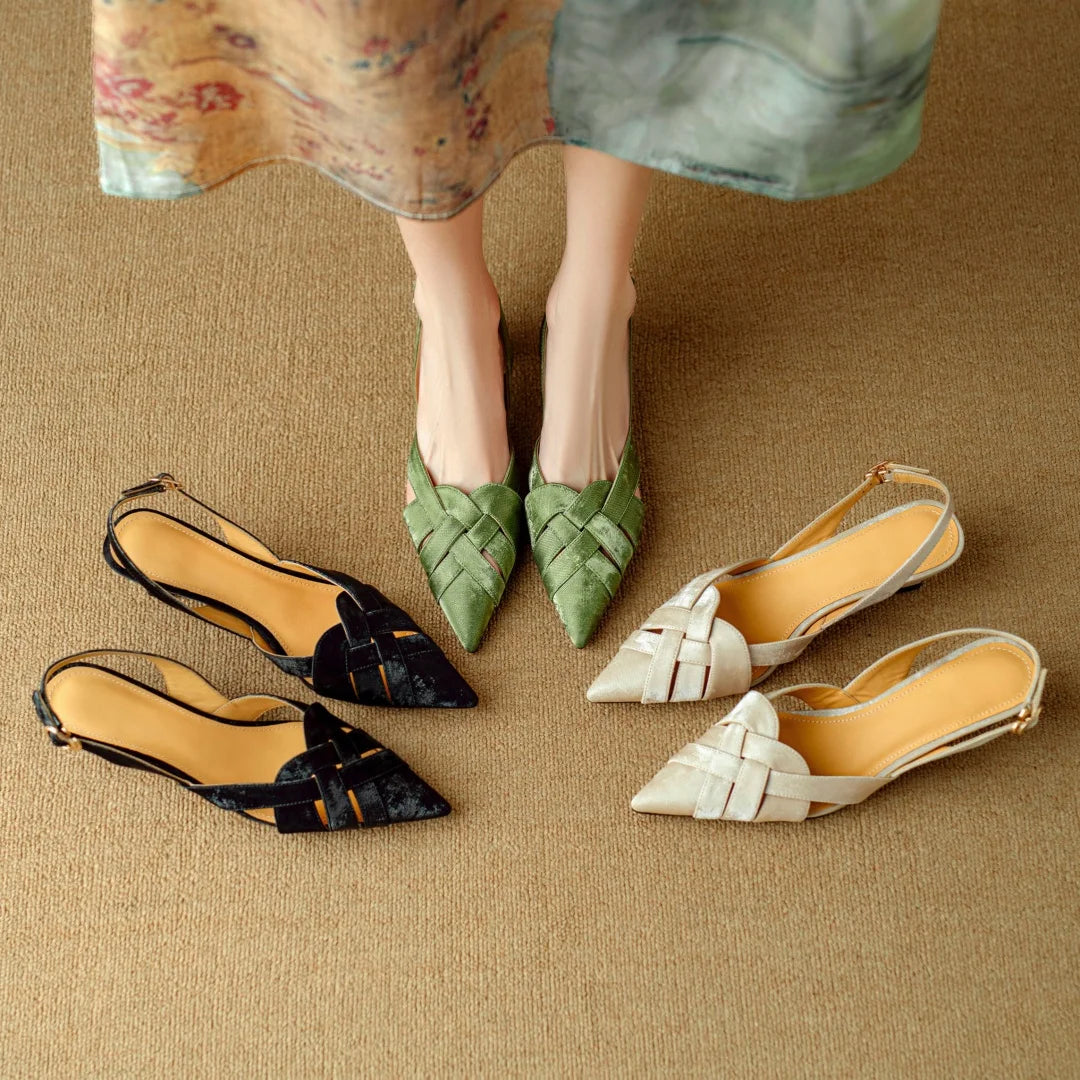 Viana Genuine Leather Slingback Heels