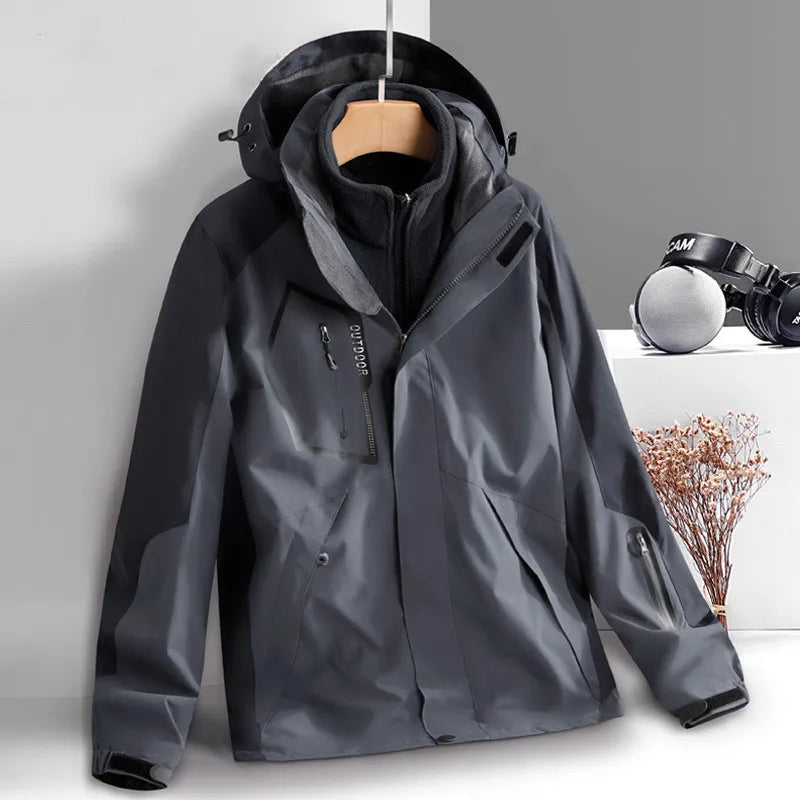 Thick Warm Hiking Jacket Men Women Multi Pockets Waterproof 3 In1 Detachable Windbreakers Fleece Jacket for Men Winter Coats -5℃