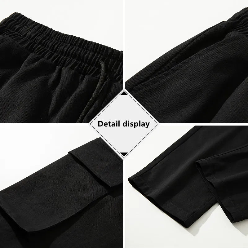 Spring Summer New Youth Fashion Trend Multi Pocket Korean Loose Sports Casual Pants Men'S Wide Leg Straight Versatile Trousers