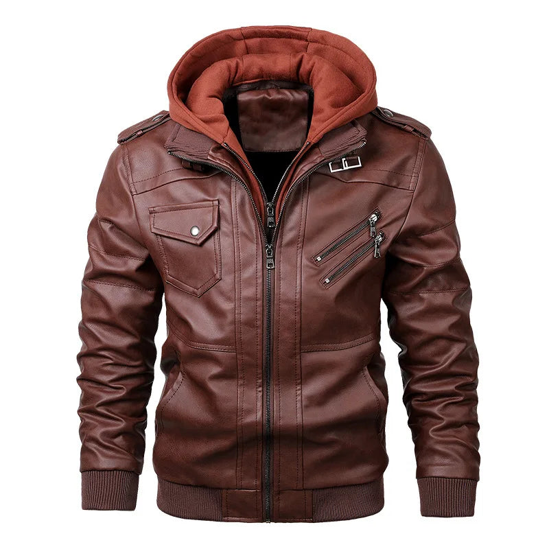 Reid Moto Leather Detachable Hood Jacket