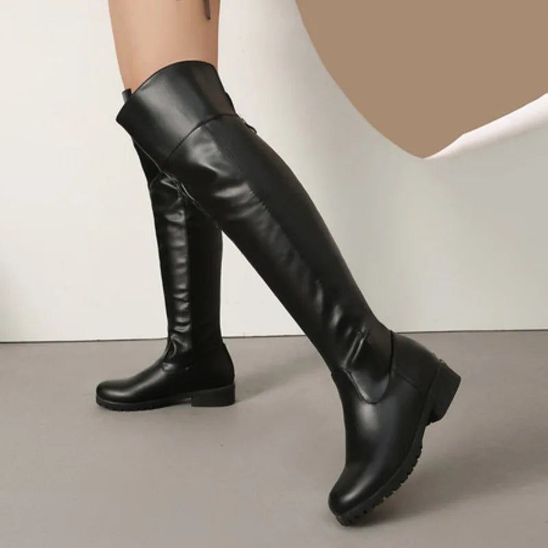 Jensen Over The Knee Platform Leather Boots