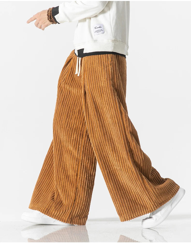 Wide-Leg Corduroy Sweatpants