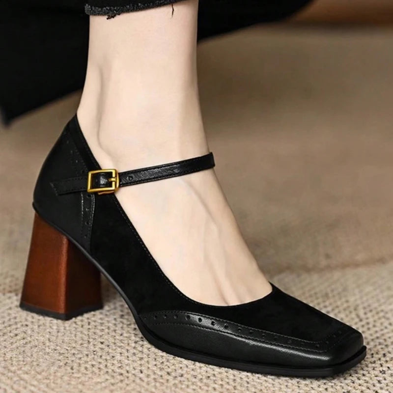 Avery Brogue Block Heels