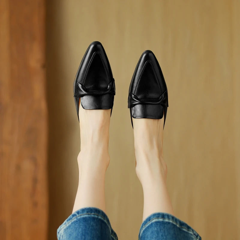 Elara Genuine Leather Flats