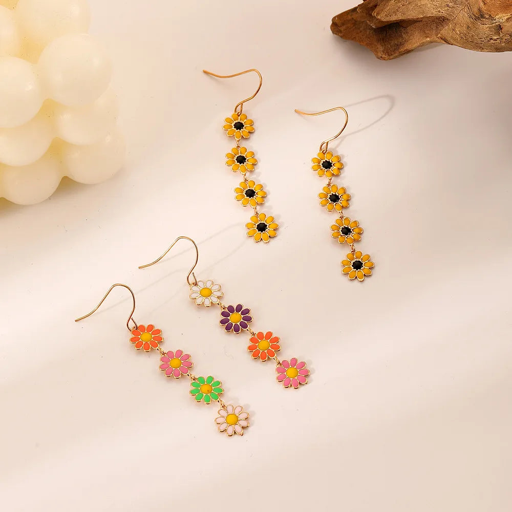 Summer Flower Long Tassel Earrings