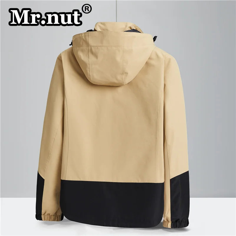 Mr.nut Men Hooded Outdoor Jackets Waterproof Windbreak Autumn Winter Jackets 3-in-1 Removable 2-piece Set Thickening Unisex Tops