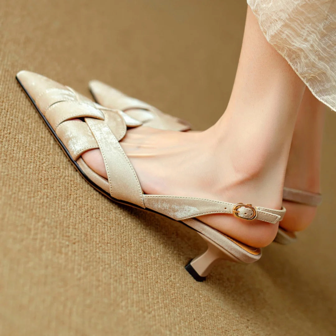 Viana Genuine Leather Slingback Heels