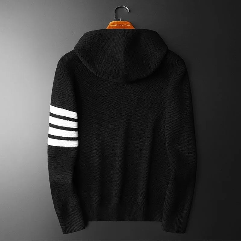 2024 Autumn and Winter New Fashion Trend Striped Sweater Men's Casual Loose Comfortable Thick Warm Large Size Sweater M-5XL