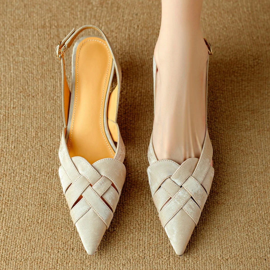 Viana Genuine Leather Slingback Heels