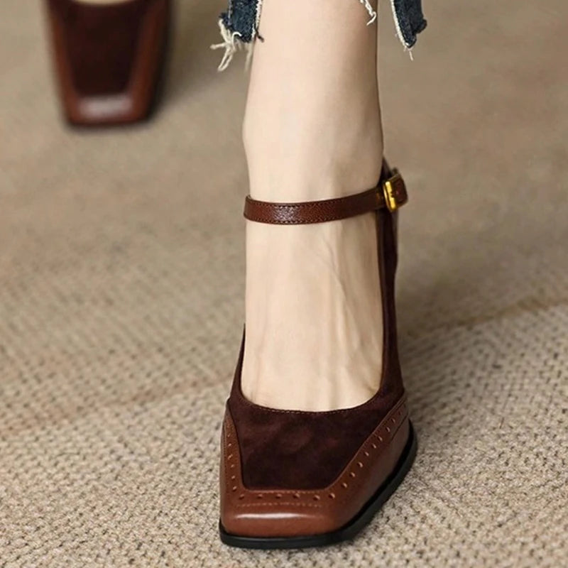 Avery Brogue Block Heels