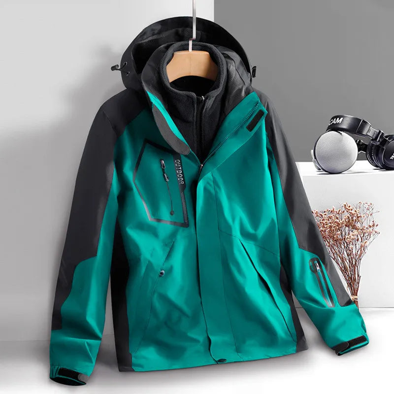 Thick Warm Hiking Jacket Men Women Multi Pockets Waterproof 3 In1 Detachable Windbreakers Fleece Jacket for Men Winter Coats -5℃