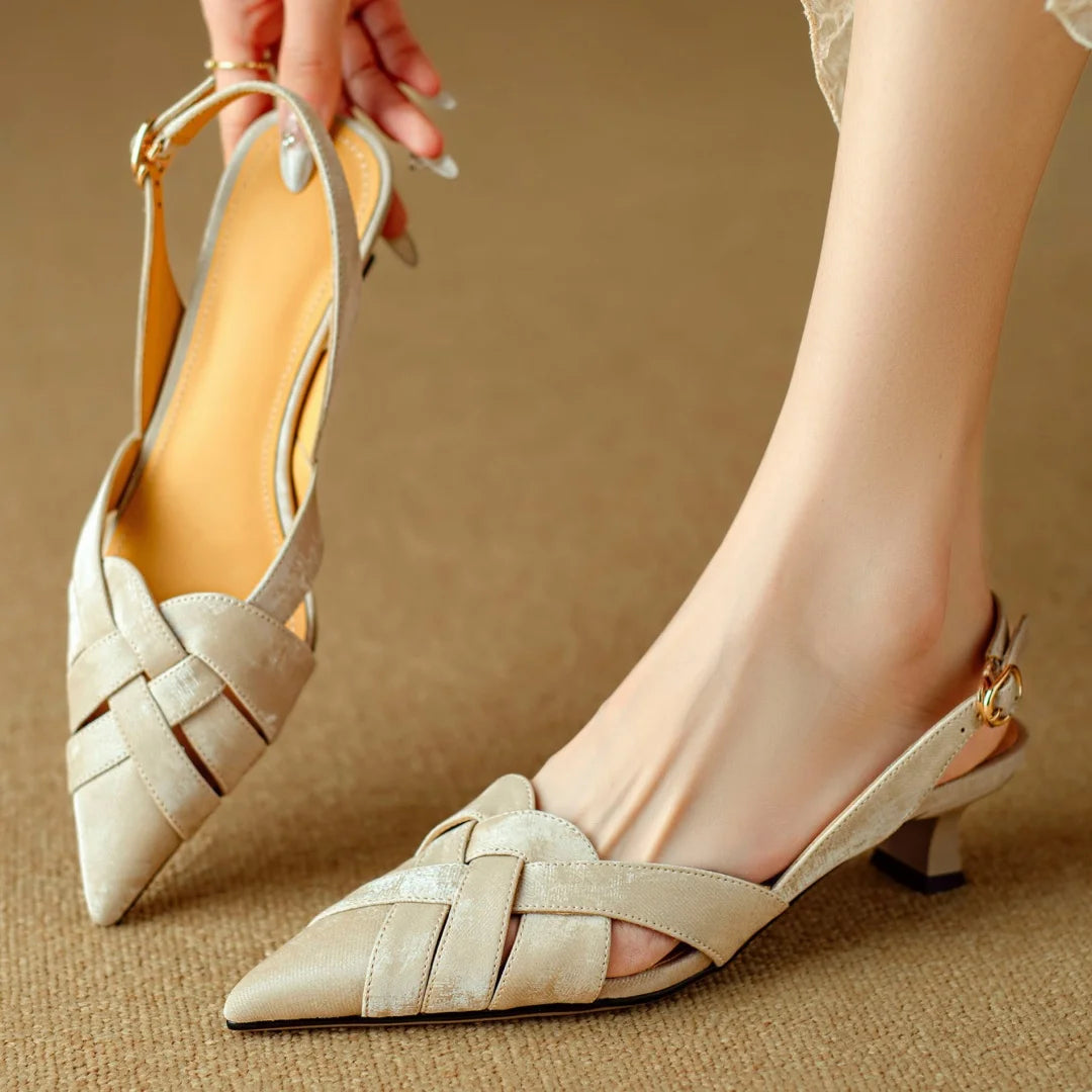 Viana Genuine Leather Slingback Heels