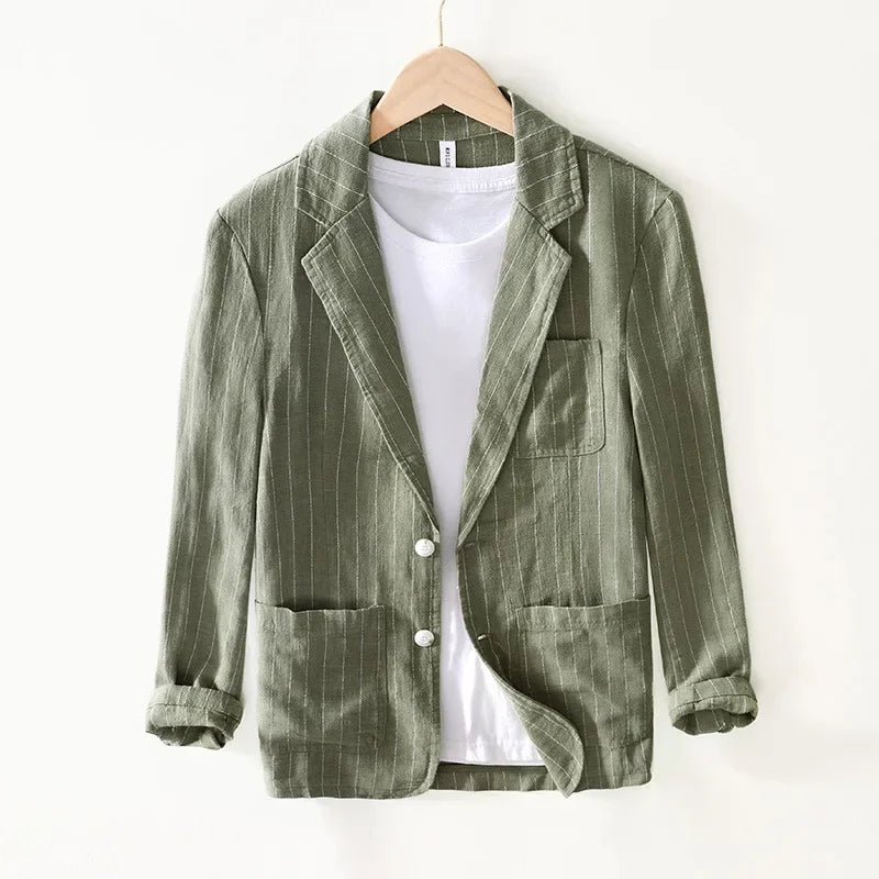 Thaden Men's Cotton Linen Striped Blazer