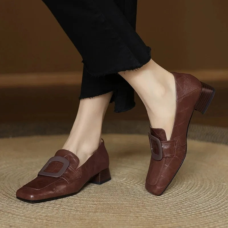 Miles Square Toe Leather Flats