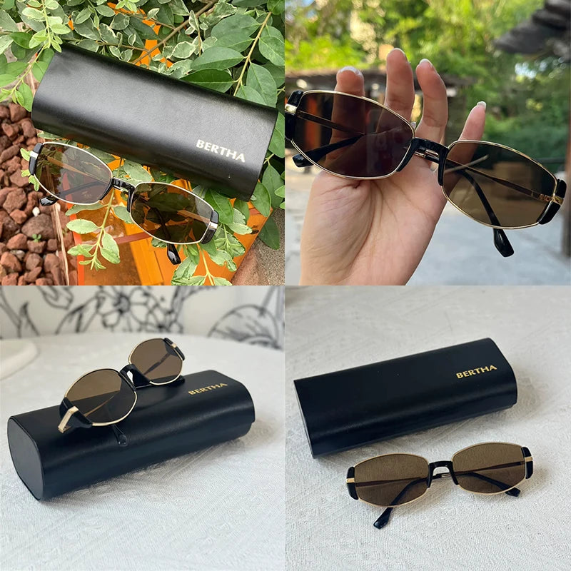 BERTHA Cat Eye Gradient Sunglasses Polarized Sunglasses UV Protection Light Weight Shades Outdoor Metal Frame Eyeglasses